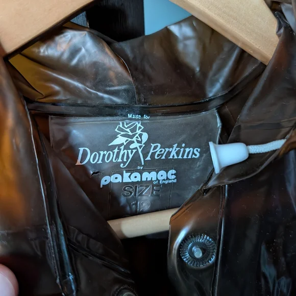 Stunning Retro Dorothy Perkins Pakamac Semi-transparent Brown Hooded Rain Jacket - Picture 16 of 16